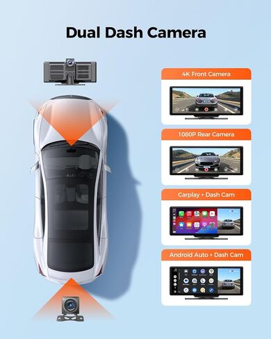 WiFi Wireless Carplay Car Stereo, 4K Dash Cam 1080P Backup Camera for Car, 10.26" HD IPS Screen, Android Auto, ADAS, GPS Navigation Head Unit, Car Radio Receiver P20 in Saudi Arabia