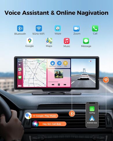 WiFi Wireless Carplay Car Stereo, 4K Dash Cam 1080P Backup Camera for Car, 10.26" HD IPS Screen, Android Auto, ADAS, GPS Navigation Head Unit, Car Radio Receiver P20 in Saudi Arabia