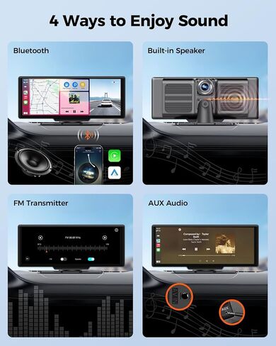WiFi Wireless Carplay Car Stereo, 4K Dash Cam 1080P Backup Camera for Car, 10.26" HD IPS Screen, Android Auto, ADAS, GPS Navigation Head Unit, Car Radio Receiver P20 in Saudi Arabia