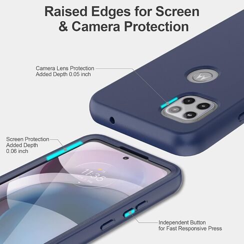 V/A for Motorola One 5G Ace Case with Built-in Screen Protector, Full Body Protection Shockproof Cover Case, [Rugged PC Front Bumper + Soft TPU Back Cover] Armor Protective Phone Case (Black) in Saudi Arabia