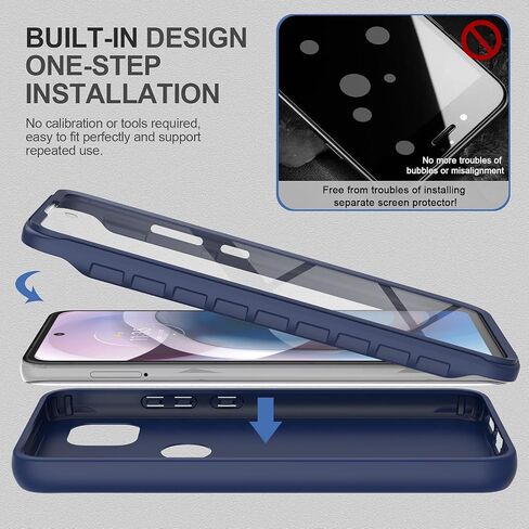 V/A for Motorola One 5G Ace Case with Built-in Screen Protector, Full Body Protection Shockproof Cover Case, [Rugged PC Front Bumper + Soft TPU Back Cover] Armor Protective Phone Case (Black) in Saudi Arabia