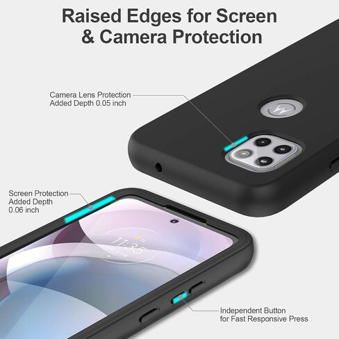 V/A for Motorola One 5G Ace Case with Built-in Screen Protector, Full Body Protection Shockproof Cover Case, [Rugged PC Front Bumper + Soft TPU Back Cover] Armor Protective Phone Case (Black) in Saudi Arabia