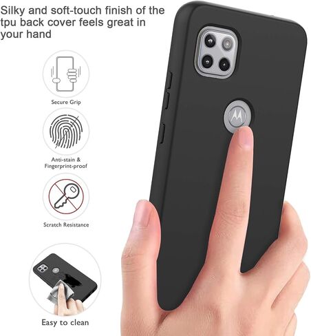 V/A for Motorola One 5G Ace Case with Built-in Screen Protector, Full Body Protection Shockproof Cover Case, [Rugged PC Front Bumper + Soft TPU Back Cover] Armor Protective Phone Case (Black) in Saudi Arabia