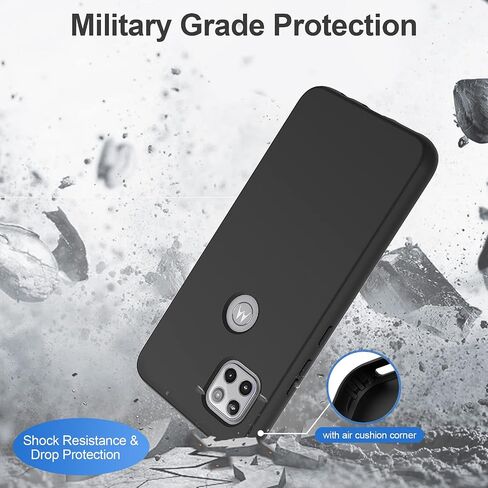 V/A for Motorola One 5G Ace Case with Built-in Screen Protector, Full Body Protection Shockproof Cover Case, [Rugged PC Front Bumper + Soft TPU Back Cover] Armor Protective Phone Case (Black) in Saudi Arabia