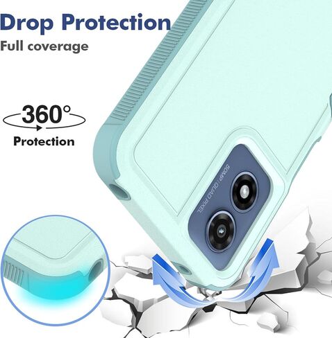 for Moto G Play 2024 Case: Dual Layer Protective Heavy Duty Cell Phone Cover Shockproof Rugged with HD Screen Protector - Military Protection Bumper Tough - Motorola Moto G Play 4G 2024, Black in Saudi Arabia