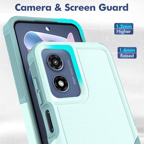 for Moto G Play 2024 Case: Dual Layer Protective Heavy Duty Cell Phone Cover Shockproof Rugged with HD Screen Protector - Military Protection Bumper Tough - Motorola Moto G Play 4G 2024, Black in Saudi Arabia