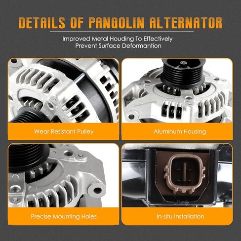 PANGOLIN 13980 المولد 105 أمبير لهوندا أكورد 2003-2007 2.4L، لسيفيك 2006-2011 2.0L، لـ CR-V 2007-2011 2.4L، لـ CSX 06-08، لـ TSX 04-08، استبدل OE 31100-RAA- A01، 31100-RAA-A03، CSD73 in Kuwait