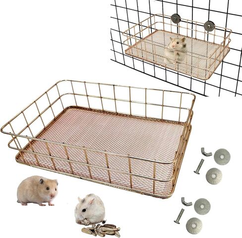 PINVNBY Rat Cage Platform, Metal Ferret Hammock Chinchilla Cage Accessories and Habitats Rat Bed Small Animal Hanging Hammock Chinchilla Toys for Hamster, Guinea Pig, Rat, Sugar Glider(Rose Gold) in Saudi Arabia