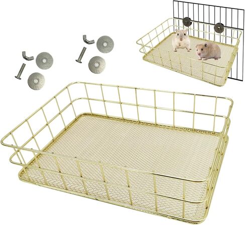 PINVNBY Rat Cage Platform, Metal Ferret Hammock Chinchilla Cage Accessories and Habitats Rat Bed Small Animal Hanging Hammock Chinchilla Toys for Hamster, Guinea Pig, Rat, Sugar Glider(Rose Gold) in Saudi Arabia