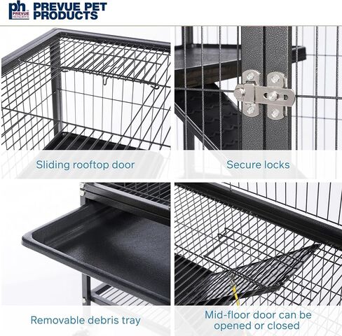 Prevue Pet Products Feisty Ferret Home with Stand, Black Hammertone with Hammock and Suede Ferret Tunnel 485 in Kuwait