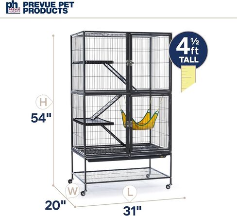 Prevue Pet Products Feisty Ferret Home with Stand, Black Hammertone with Hammock and Suede Ferret Tunnel 485 in Kuwait