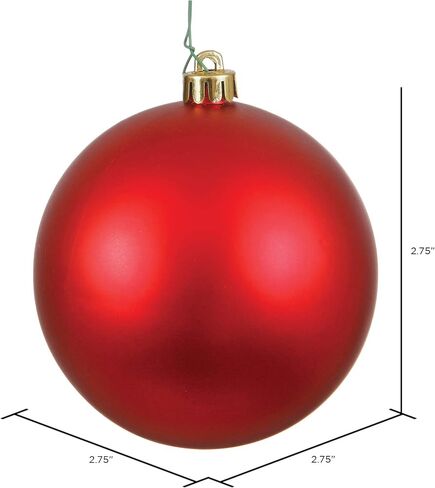 Vickerman 2.75" Christmas Ornament Ball, Red Matte Finish, Shatterproof Plastic, UV Resistant, Holiday Christmas Tree Decoration, 12 Pack - Ready to Hang in Saudi Arabia