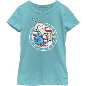Nickelodeon Modern Life Rocko Spunky Flag Girls Short Sleeve Tee Shirt