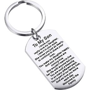 BAUNA Son in Law Gift for Wedding Future Son Gift Welcome to the Family Keychain Gift for Stepson Groom to Be