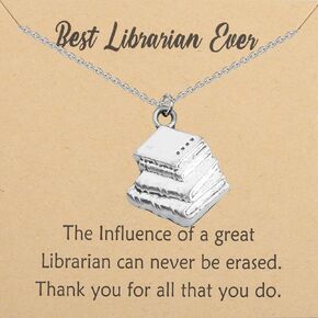 ENSIANTH Librarian Appreciation Gifts Reading Organizer Gift Retirement Gift Book lover Necklace Back to School Gift