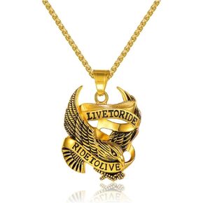 قلادة Blowin من الفولاذ المقاوم للصدأ بقلادة على شكل نسر صقر لراكبي الدراجات النارية للرجال، سلسلة بطول 60.96 سم in Kuwait