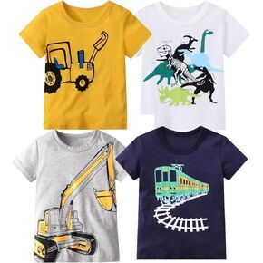 BIBNice Boys Summer Shirt Toddler Short Sleeve Top Kids Clothes Size 2-7T