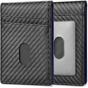 Wallet for Men, Premium Microfiber Leather Bifold Mens Wallet with ID Window RFID Blocking with Gift Box Packaging (Carbon Black)