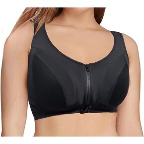 ANGABRIEL Women's Zip Front Sports Bra Adjustable Straps Medium Impact Wirefree Workout Non-Padded Full Coverage no-Bounce