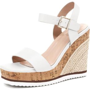 Coutgo Women's Espadrilles Wedge Platform Open Toe Ankle Strap Summer Dressy Sandals