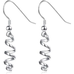 925 Sterling Silver Cute Exquisite Dangle Earrings Curve Twist Shape Spiral Dangle Stud Earrings for Women Girls Daughter Birthday Gift