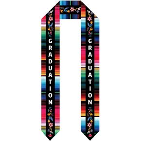 Whaline Mexican Graduation Sash Colorful Floral Mexican Sash Scarf Graduation Flower Theme Stole Sarape for Graduates Graduation Celebration Party Decor Gift Supplies