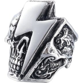 Sinoyp Skull Rings Stainless Steel Jewelry Edgy Chunky Death Ring for Men