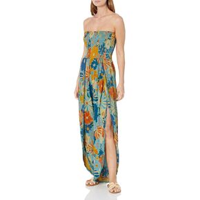 Angie Womens Women's Strapless Smocked Bodice Jumpsuit