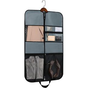 pack all 40" Gusseted Travel Garment Bag, Heavy Duty Hanging Suit Bag, Dress Bag for Closet Storage, Foldable Suit Cover Protector for Clothes Shirts Dresses Coats(Grey)