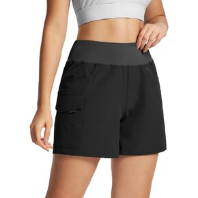 BALEAF Women's 5" Athletic Shorts High Waisted Quick Dry with Cargo Pockets Hiking Climbing Summer Shorts