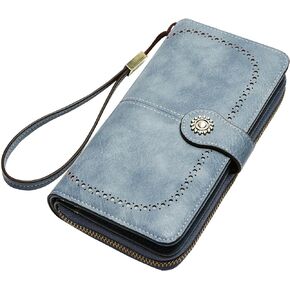 Wallet for Women RFID Blocking Leather Large Capacity Card Holder Ladies Phone Clutch Travel Long Purse Wristlet Pink