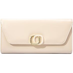 Sunwel Fashion Wallet for Women PU Leather Card Holder Phone Checkbook Organizer Zipper Coin Purse Clutch (CREAM)