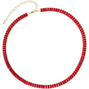 Soyzvteo Diamond Tennis Necklace Cubic Zirconia Stones Tennis Diamond Chain Necklace Gold Plated Tennis Necklace Dainty Tennis Chain Jewelry Gifts for Women Girls