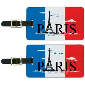 Paris France Eiffel Tower with Clouds Luggage ID Tags Cards Set of 2