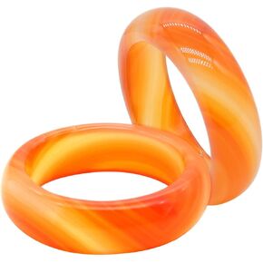 FUTIMELY 2 Pcs Carnelian Crystal Rings for Women, Carnelian Gemstone Stacking Healing Ring for Teen Girls Gifts Carnelian Smooth Round Donut Ring in Kuwait