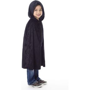Little Adventures Deluxe Hooded Black Velvet Cloak Cape (Small Age 1-5)