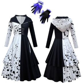 Ubeufun Girls Black and White Dress Outfits Long Sleeve with Glove in Kuwait