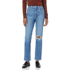 PAIGE Women's Flaunt Accent Ultra High Rise Straight Leg Hip to Waist Ratio in Heartbreaker Destructed