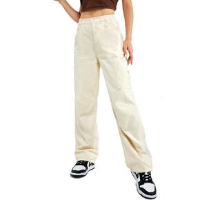 Znyeth Cargo Pants Women Cotton Wide Leg Casual Hiking Military Army Combat Work Pants with 8 Pockets