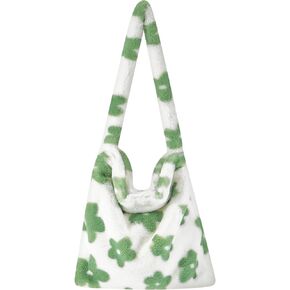 Plush Tote Bag Y2K Tote Bags for Girls Fluffy Shoulder Bag Women Furry Purse Handbag for Autumn and Winter