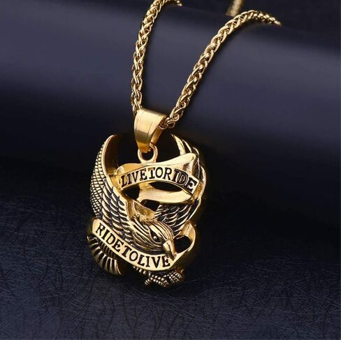 قلادة Blowin من الفولاذ المقاوم للصدأ بقلادة على شكل نسر صقر لراكبي الدراجات النارية للرجال، سلسلة بطول 60.96 سم in Kuwait