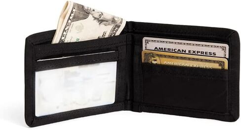 Ultra Slim Nylon Mens Wallet – Durable Bifold Wallets for Men with Money Compartments, ID Window and Card Holder - Premium Wallet for Protection - Travel Safe Men's Wallet - Black in Saudi Arabia