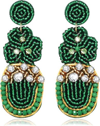 St. Patrick's Day Earrings Beaded Earrings for Women Girls Lucky Irish Shamrock Earrings Green Leaf Hat Clover Beer Dangling Earrings Irish Holiday Gift in Saudi Arabia