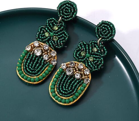 St. Patrick's Day Earrings Beaded Earrings for Women Girls Lucky Irish Shamrock Earrings Green Leaf Hat Clover Beer Dangling Earrings Irish Holiday Gift in Saudi Arabia