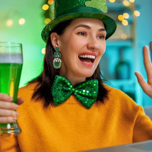 St. Patrick's Day Earrings Beaded Earrings for Women Girls Lucky Irish Shamrock Earrings Green Leaf Hat Clover Beer Dangling Earrings Irish Holiday Gift in Saudi Arabia