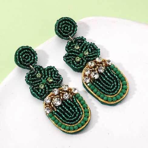 St. Patrick's Day Earrings Beaded Earrings for Women Girls Lucky Irish Shamrock Earrings Green Leaf Hat Clover Beer Dangling Earrings Irish Holiday Gift in Saudi Arabia