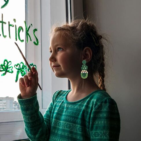 St. Patrick's Day Earrings Beaded Earrings for Women Girls Lucky Irish Shamrock Earrings Green Leaf Hat Clover Beer Dangling Earrings Irish Holiday Gift in Saudi Arabia