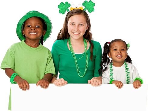 شريط راس بتصميم نبات نبات النفل بلون اخضر ايرلندي، مشبك شعر بفيونكة خضراء للنساء من 3 قطع، اكسسوارات ازياء عيد القديس باتريك in Kuwait