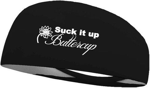 Bondi Band "Suck It Up Buttercup" Moisture Wicking 4" Headband, Black/White, One Size in Saudi Arabia