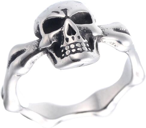 Sinoyp Skull Rings الفولاذ المقاوم للصدأ مجوهرات منفعل خاتم الموت مكتنزة للرجال in Saudi Arabia